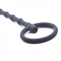 Penis Plug Cum-Thru with Ring Silicone 6" Black